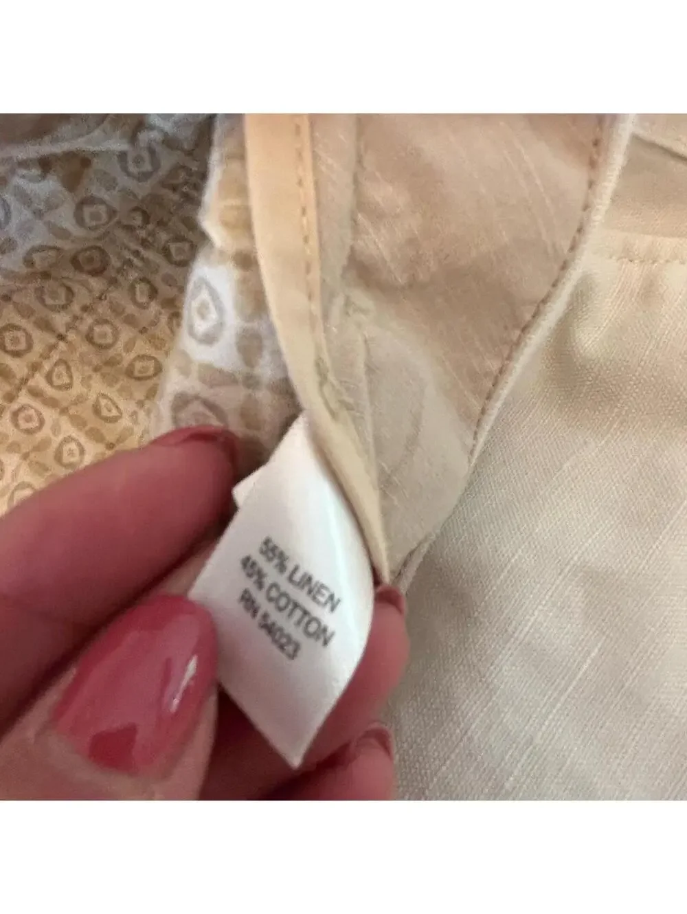 Banana Republic Emerson Linen Blend Pants 38x32 Ivory Flat Front